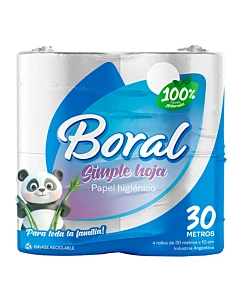 Papel Higiénico Boral Hoja Simple 30m 4u