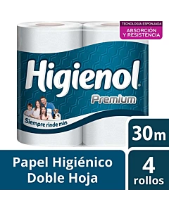 Papel Higiénico Higienol Premium Doble Hoja 30 M 4 U