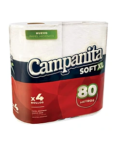 Papel Higienico Campanita Soft Xl Simple Hoja 4 U 80 Mt