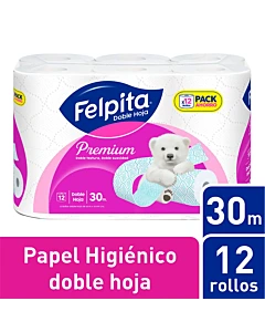 Papel Higiénico Felpita Doble Hoja 12u 30m