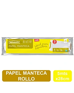 Papel Manteca  Separata 28 Cm X 5 Mts