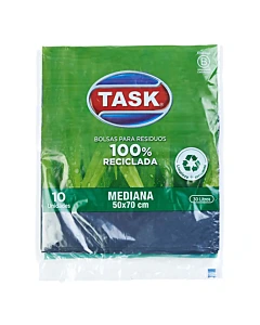 Bolsa De Residuos Mediana Plana 50x70 Task 10u. 100% Material Reciclado