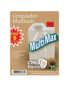 Limpiador Multiuso Multimax Para Diluir Coco Vainilla Rinde 5 Litros X 150ml