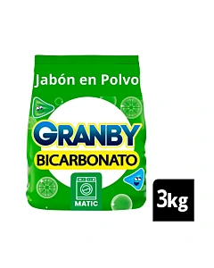 Jabón En Polvo Para Ropa Granby Matic De Limón 3 Kg.