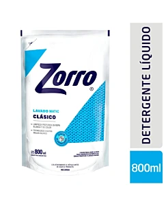 Jabón Liquido Para Ropa Zorro Clásico 800 Ml