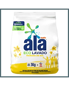 Jabon En Polvo Ala Matic Ecolavado Mañana De Sol 3 Kg