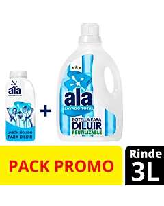 Jabón Líquido Para Ropa Ala Lavado Total Para Diluir 500 Ml Y Botella 3 L