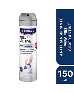 Desodorante Antitranspirante Para Pies Curitas Silver Active 72 Horas De Protección 150 Ml