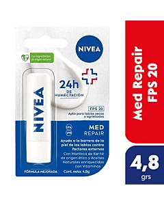Protector Labial Humectante Nivea Med Repair Fps 20 Para Todo Tipo De Piel 4,8 G