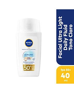 Protector Solar Facial Nivea Sun Ultra Light Daily Fluid Tono Claro Fps 50+ 40 Ml