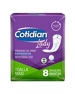 Toallas Para Incontinencia Cotidian Lady Talle Maxi 8 U