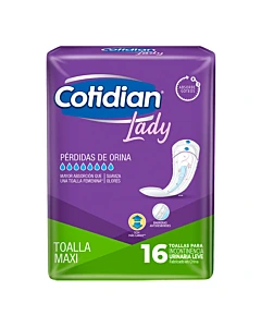 Toallas Para Incontinencia Cotidian Lady Talle Maxi 16 U