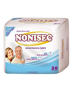 Apósito Nonisec Para Incontinencia Fuerte 25% + Gel 20u