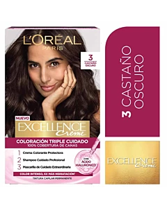 Kit Tintura Excellence Creme Extra Profundo Tono 3 Castaño Oscuro