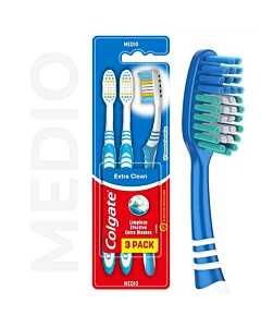 Cepillo Dental Colgate Extra Clean Medio Cerdas Multinivel 3u
