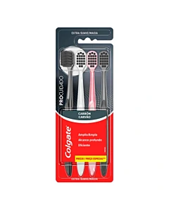 Cepillo De Dientes Colgate Procuidado Carbón Extra Suave 4 U