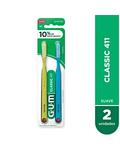 Cepillo Dental Gum Classic 411 Suave 2 U