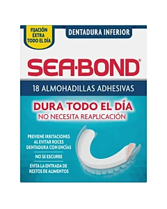 Almohadillas Adhesivas Sea-Bond Dentadura Inferior 18 U