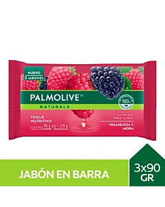 Jabón De Tocador Palmolive Naturals Frambuesa Y Mora 3x90g