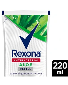 Jabón Líquido Rexona Antibacterial Aloe Recarga Económica 220 Ml