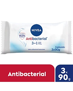 Jabón Humectante Nivea Antibacterial 3 En 1 3x90g