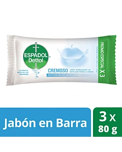 Jabón Antibacterial Cremoso Pack X 3 X 80 Grs