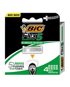 Repuesto De Máquina De Afeitar Bic Flex 5 Sensitive 4 U