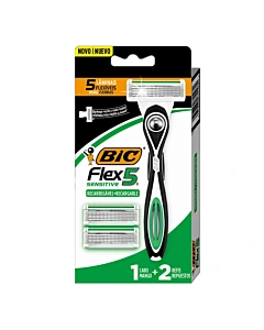 Máquina De Afeitar Bic Flex 5 Sensitive 1 U Y Repuestos 2 U
