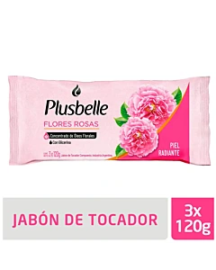 Jabón De Tocador Plusbelle Flores Rosas 3 U 120 G