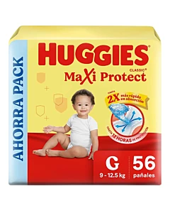 Pañales Huggies Maxi Protect Talle G 56u