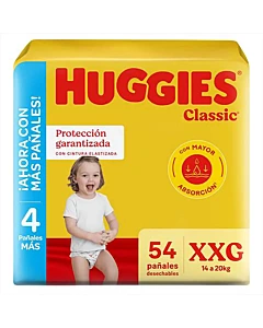 Pañales Huggies Classic Talle Xxg 54 U
