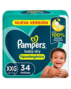 Pampers Baby Dry Pañales Xxg 34u