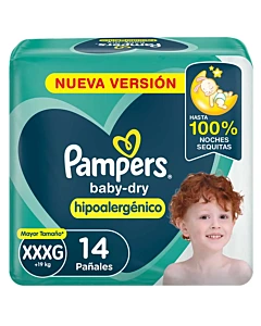 Pañales Pampers Babydry Talle Xxxg 14u