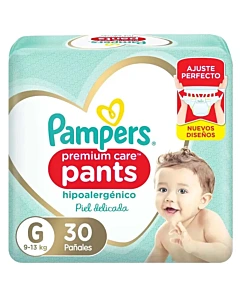 Pañales Pampers Premium Care Pants Hipoalergénico Talle G 30u
