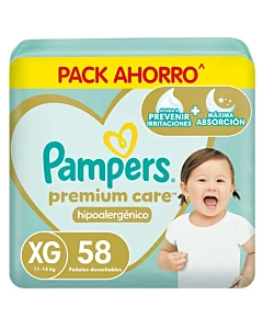 Pañales Pampers Premium Care Talle Xg 58u