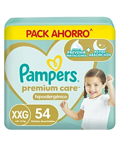 Pañales Pampers Premium Care Talle Xxg 54u