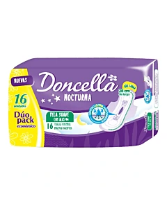 Toallitas Higiénicas Doncella Nocturna Suave Sin Perfume 16 Un