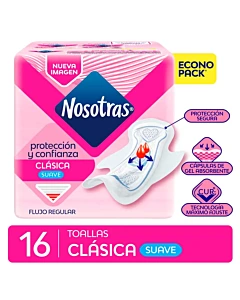 Toalla Nosotras Clásica Suave Curv 16u