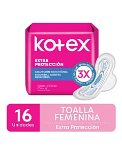 Toallitas Higiénicas Kotex Extra Protección 16un