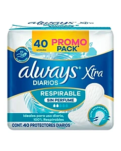 Protectores Diarios Always Respirables Sin Perfume 40un