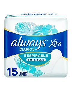 Protectores Diarios Always Respirables Sin Perfume 15un