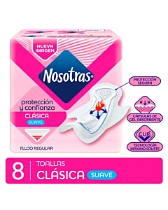 Toalla Nosotras Clásica Suave Curv 8u