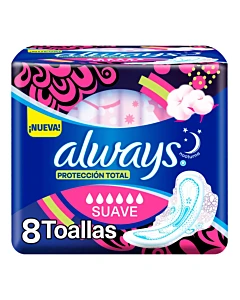 Toallas Femeninas Always  Suaves Noches Tranquilas 8un