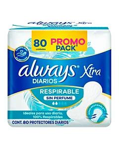 Protectores Diarios Always Respirables Sin Perfume 80un