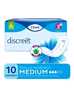 Toallita Femenina Tena Discreet Medium Sin Alas 10 U
